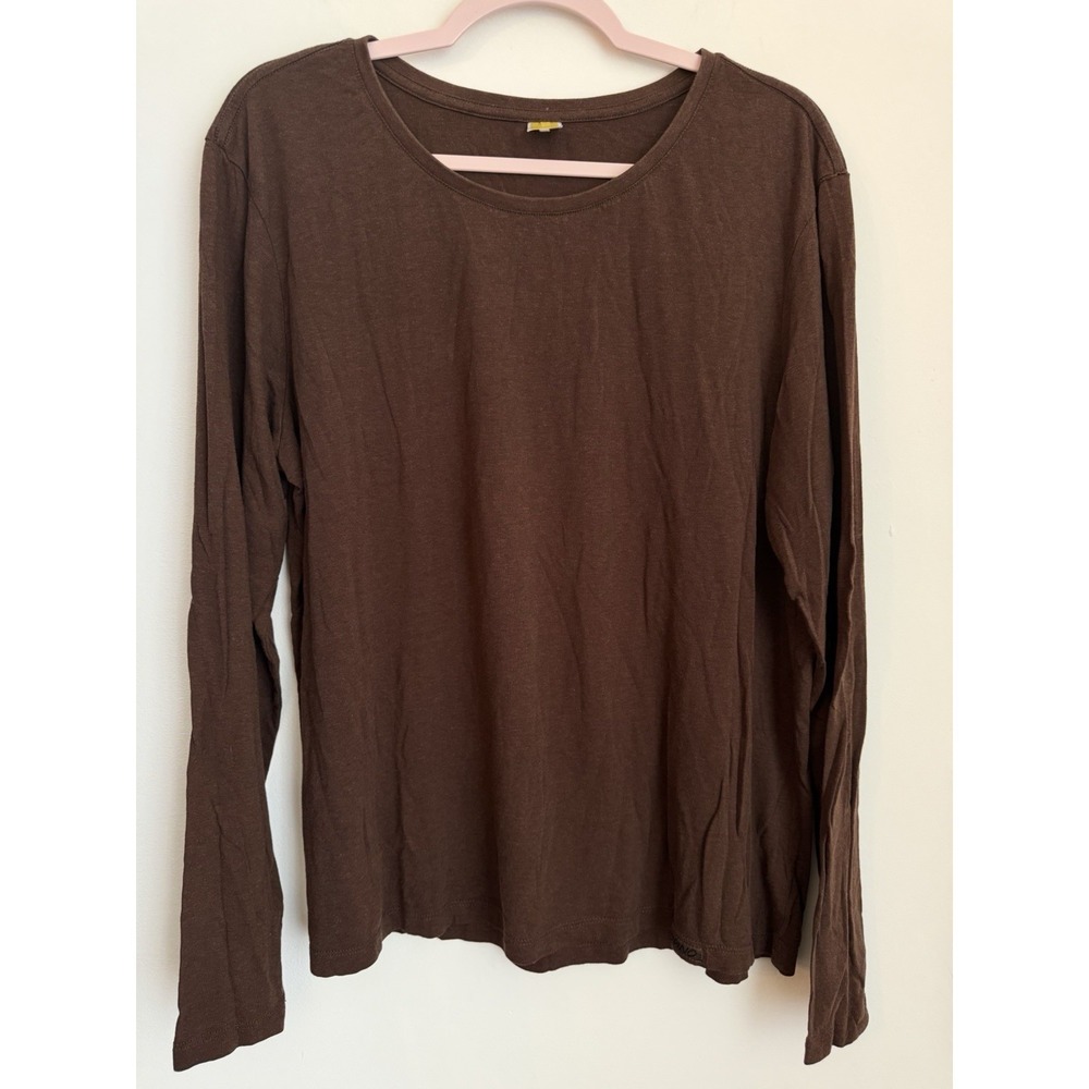 Onno Womens T Shirt 2XL Brown Espresso Long Sleeve Organic Cotton Bamboo